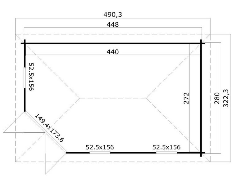 Gartenhaus EDINBURGH 2/40; 448x280 cm; 40mm Bohlen