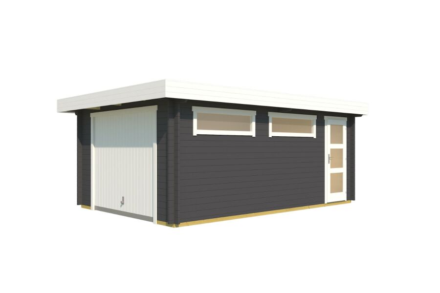 Lasita Maja Garage CANBERRA 44 mm 360x540 cm - mit Schwingtor, naturbelassen