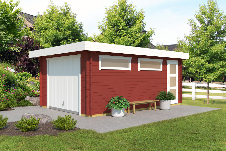 Lasita Maja Garage CANBERRA 44 mm 360x540 cm - mit Schwingtor, naturbelassen