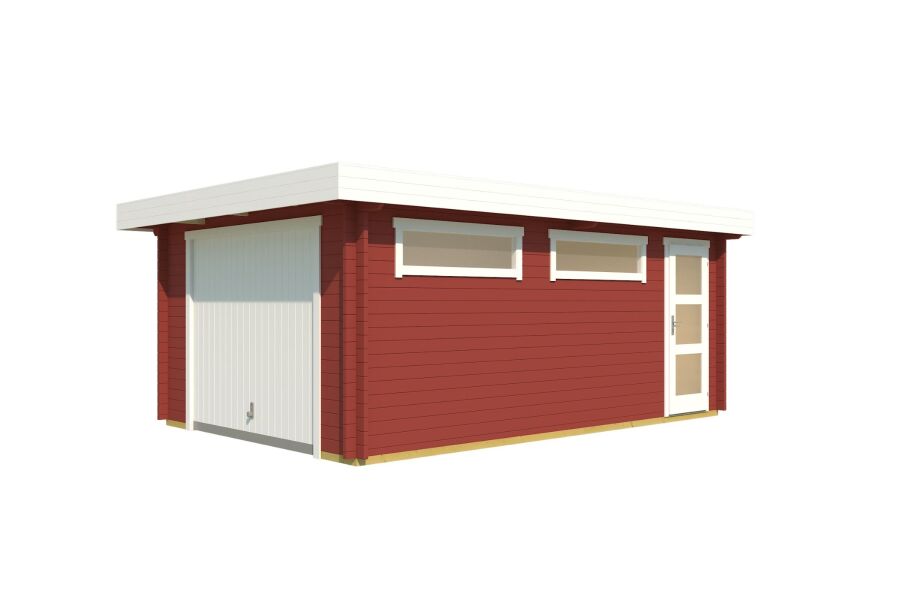 Lasita Maja Garage CANBERRA 44 mm 360x540 cm - mit Schwingtor, naturbelassen
