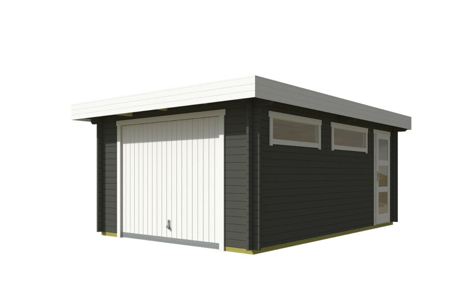 Lasita Maja Garage CANBERRA 44 mm 360x540 cm - mit Schwingtor, naturbelassen