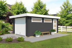 Lasita Maja Garage CANBERRA 44 mm 360x540 cm - mit Schwingtor, naturbelassen