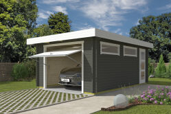 Lasita Maja Garage CANBERRA 44 mm 360x540 cm - mit Schwingtor, naturbelassen