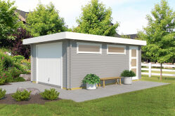 Lasita Maja Garage CANBERRA 44 mm 360x540 cm - mit Schwingtor, naturbelassen