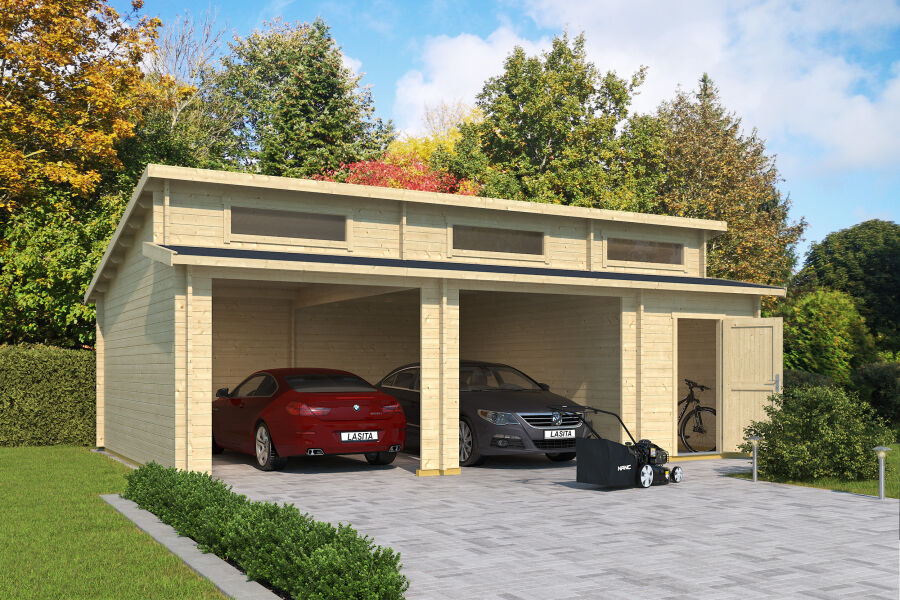 Lasita Maja Garage HAWAII 44 mm 520x780 cm - ohne Tor, naturbelassen