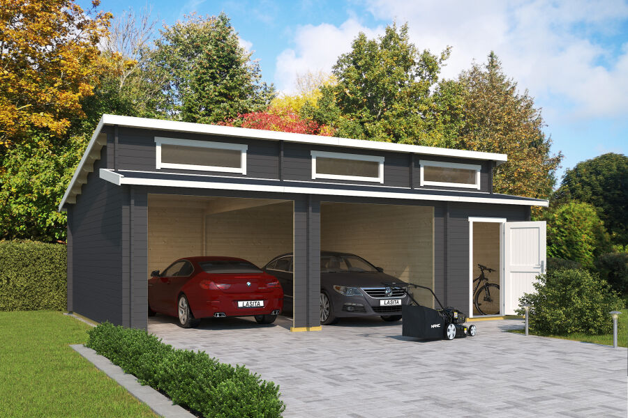 Lasita Maja Garage HAWAII 44 mm 520x780 cm - ohne Tor, naturbelassen
