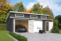 Lasita Maja Garage HAWAII 44 mm 520x780 cm - mit Holztor, naturbelassen