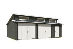 Lasita Maja Garage HAWAII 44 mm 520x780 cm - mit Holztor, naturbelassen