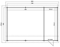 Lasita Maja Garage HAWAII 44 mm 520x780 cm - mit Holztor, naturbelassen