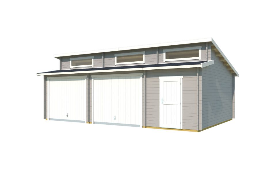 Lasita Maja Garage HAWAII 44 mm 520x780 cm - mit Schwingtor, naturbelasssen