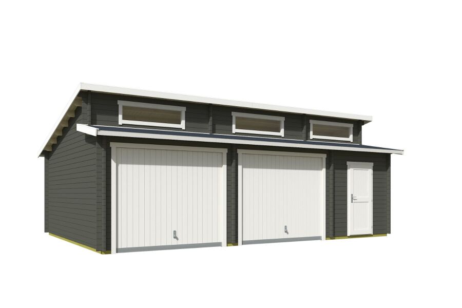 Lasita Maja Garage HAWAII 44 mm 520x780 cm - mit Schwingtor, naturbelasssen