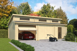 Lasita Maja Garage HAWAII 44 mm 520x780 cm - mit Schwingtor, naturbelasssen