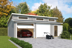 Lasita Maja Garage HAWAII 44 mm 520x780 cm - mit Schwingtor, naturbelasssen