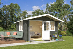 Gartenhaus NORDERNEY 2 - 390x300 cm; 40 mm Doppelnut; inkl. Boden, naturbelassen