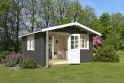 Gartenhaus NORDERNEY 3 - 390x390 cm, 40 mm Doppelnut, inkl. Fußboden, naturbelassen