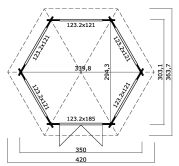 Pavillon ILMENAU 350x303 cm, 44 mm, naturbelassen