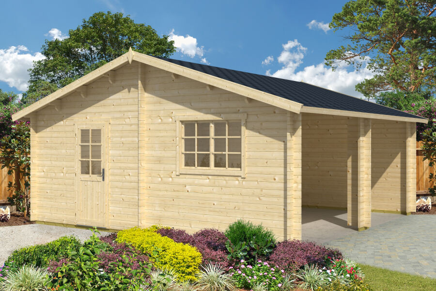 Lasita Maja Garage FALKLAND 44 cm 575x575 cm - ohne Tor, naturbelassen