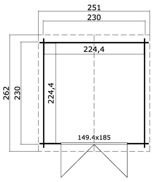 Gartenhaus MORAVA A 250x250 cm (L), ohne Boden