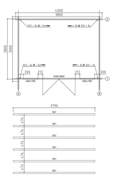 Gartenhaus NELE 3 PLUS ISO 400x300 cm (A); 44 mm Doppelnut, inkl. Boden