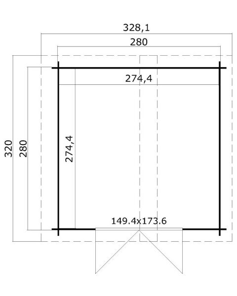Gartenhaus SIMON 300x300 cm (L), 28mm Bohlen, inkl. Boden