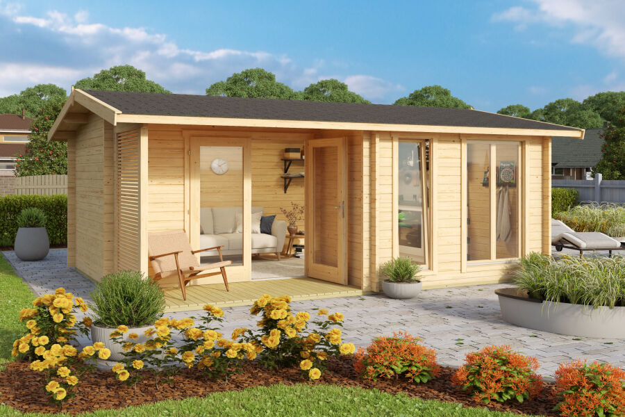 Lasita Maja Gartenhaus BRIGHTON 44 mm ISO 520x370 cm, naturbelassen