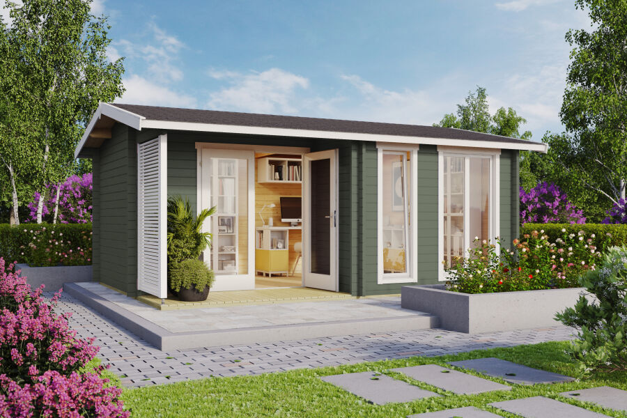 Lasita Maja Gartenhaus BRIGHTON 44 mm ISO 520x370 cm, naturbelassen