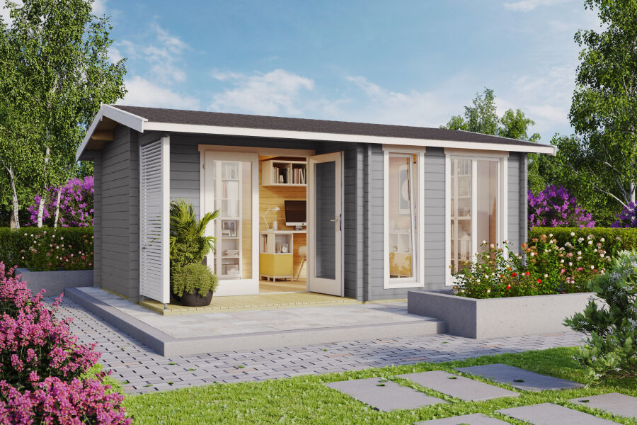 Lasita Maja Gartenhaus BRIGHTON 44 mm ISO 520x370 cm, naturbelassen