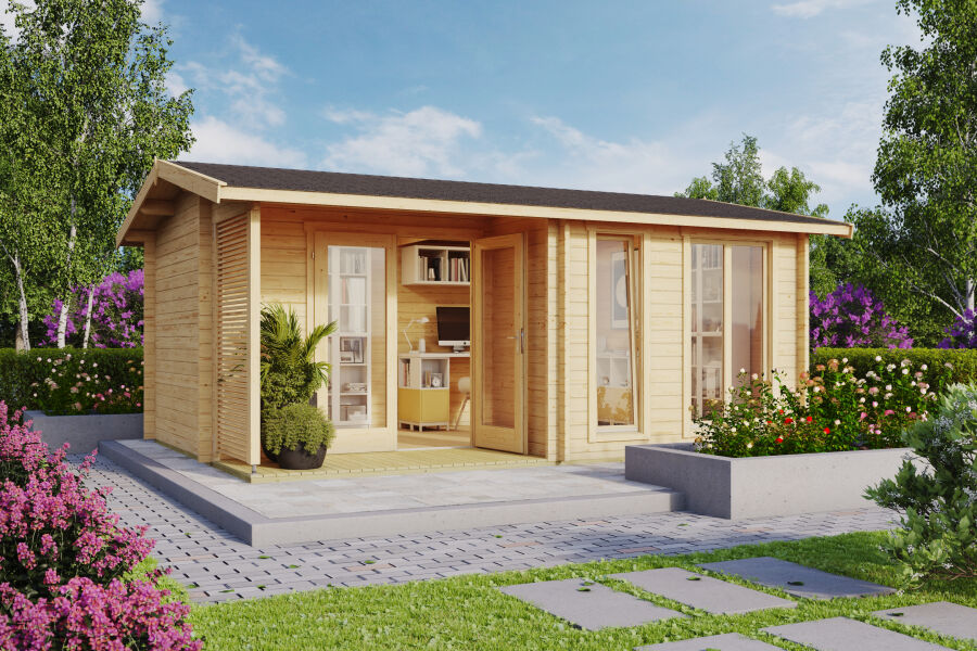 Lasita Maja Gartenhaus BRIGHTON 44 mm ISO 520x370 cm, naturbelassen