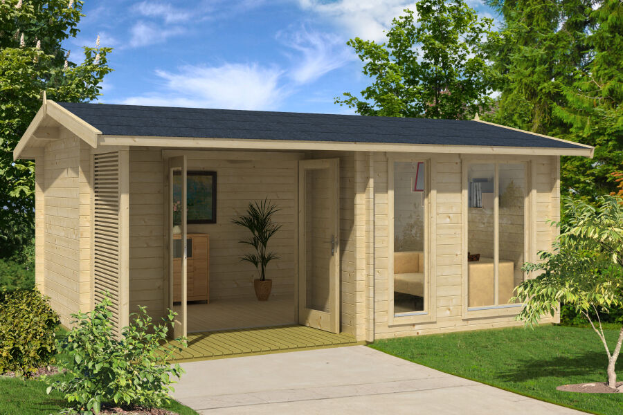 Lasita Maja Gartenhaus BRIGHTON 44 mm ISO 520x370 cm, naturbelassen