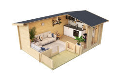 Lasita Maja Gartenhaus BRIGHTON 44 mm ISO 520x370 cm, naturbelassen