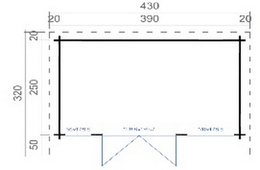 Gartenhaus DORSET 1, 410x270cm, 34mm Doppelnut, inkl. Boden