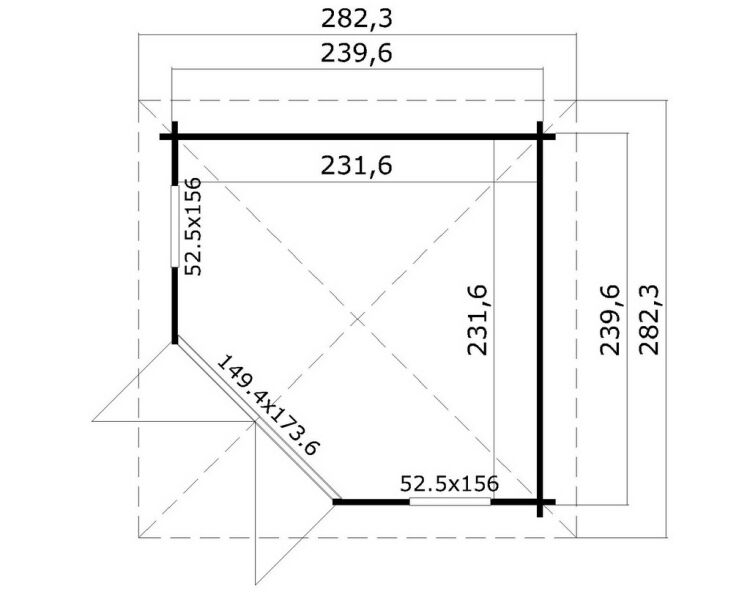 Gartenhaus OBAN 40; 260x260cm; 40mm Doppelnut; mit Boden