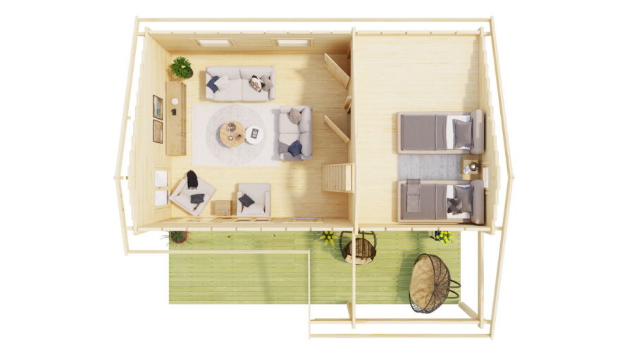 Ferienhaus EUFRAT (Platin Ausführung) 800x464 cm; 70mm Wandstärke; große Terrasse