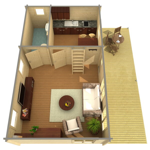 Ferienhaus EUFRAT (Platin Ausführung) 800x464 cm; 70mm Wandstärke; große Terrasse