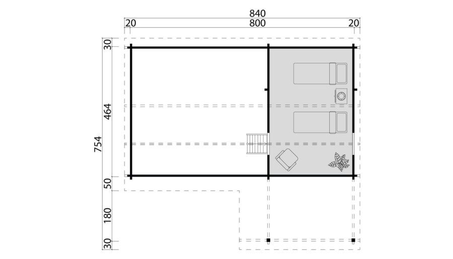 Ferienhaus EUFRAT (Platin Ausführung) 800x464 cm; 70mm Wandstärke; große Terrasse
