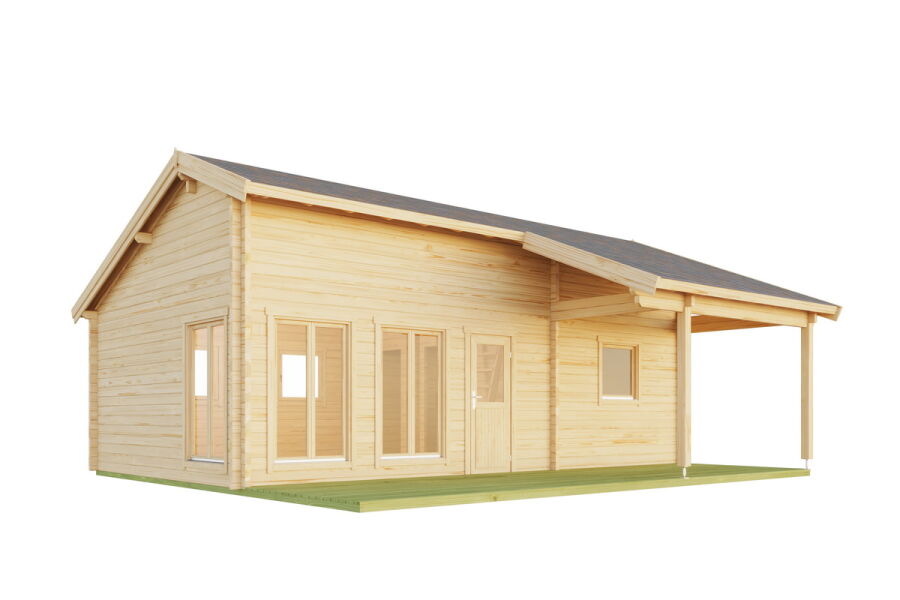Ferienhaus EUFRAT (Diamant Fenster) 800x464 cm; 70mm Wandstärke; große Terrasse