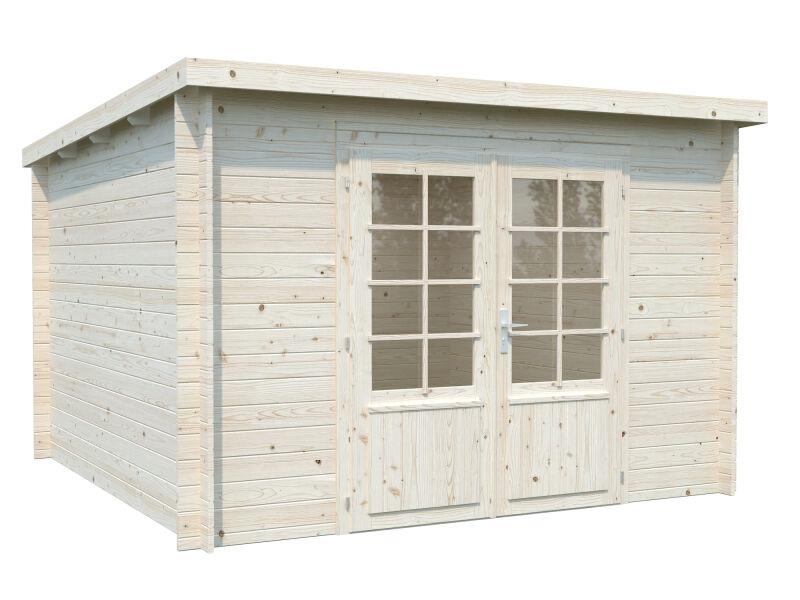 Gartenhaus ELLA 8,7 m²; 320x320 cm, 28mm Bohlen, naturbelassen