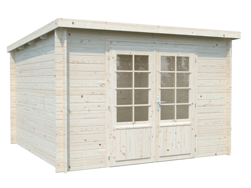 Gartenhaus ELLA 8,7 m²; 320x320 cm, 28mm Bohlen, naturbelassen