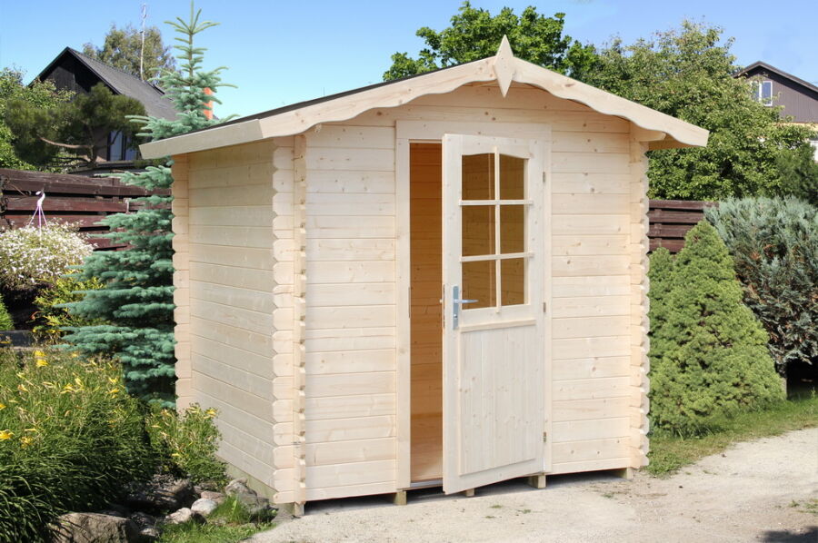Gartenhaus VIVIAN 3,8 m2, 220x220cm, 28mm Wand, inkl. Boden, naturbelassen