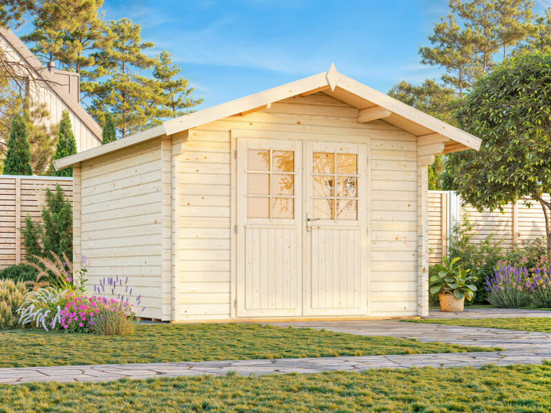 Gartenhaus SALLY 10,2 m2, 320x380cm, 44mm Doppelnut, inkl. Boden - ohne / mit Farbe -