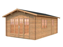 Gartenhaus IRENE 19,0 m2, 380x570cm, ISO, 44mm Doppelnut, Boden, naturbelassen