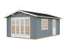 Gartenhaus IRENE 19,0 m2, 380x570cm, ISO, 44mm Doppelnut, Boden, naturbelassen