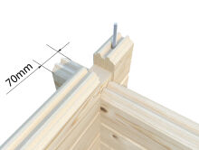 Gartenhaus IRENE 27,7 m2, 560x560 cm, 70mm Bohlen, Fußboden, ISO