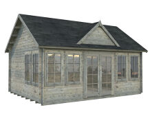 Gartenhaus CLAUDIA 19,4 m2, 550x400cm, 44mm Doppelnut, ISO, Fußboden, naturbelassen