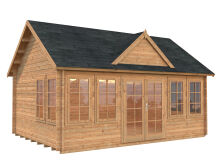 Gartenhaus CLAUDIA 19,4 m2, 550x400cm, 44mm Doppelnut, ISO, Fußboden, naturbelassen