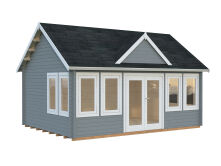 Gartenhaus CLAUDIA 19,4 m2, 550x400cm, 44mm Doppelnut, ISO, Fußboden, naturbelassen