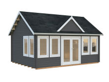 Gartenhaus CLAUDIA 19,4 m2, 550x400cm, 44mm Doppelnut, ISO, Fußboden, naturbelassen