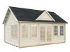Gartenhaus CLAUDIA 19,4 m2, 550x400cm, 44mm Doppelnut, ISO, Fußboden, naturbelassen