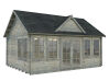 Gartenhaus CLAUDIA 19,4 m2, 550x400cm, 44mm Doppelnut, ISO, Fußboden, naturbelassen