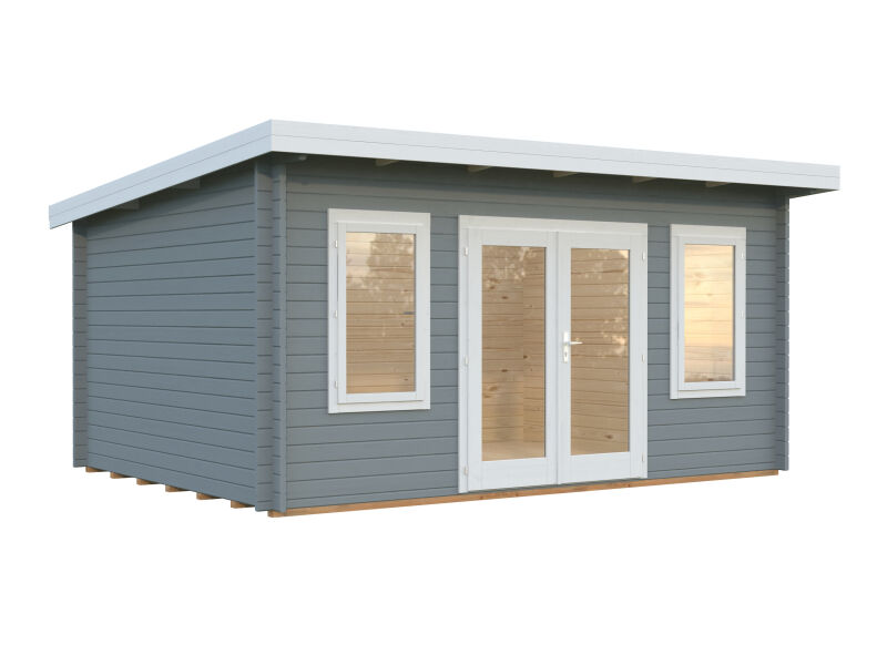 Gartenhaus LISA 14,2 m2; 470x350cm; 44mm Bohlen; ISO; inkl. Fußboden, naturbelassen